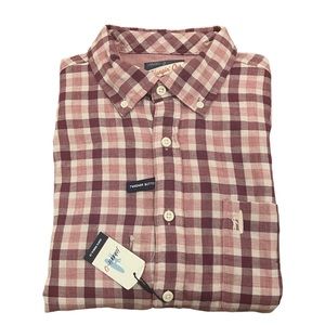 NEW Johnnie-O Nelson Hangin' Out Button-Down Shirt Cranberry Plaid Medium